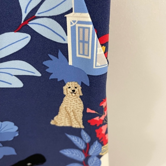 J. McLaughlin Sophia Catalina Cloth Dress XS Blue Coastal Lighthouse Floral 18 - Picture 4 of 8